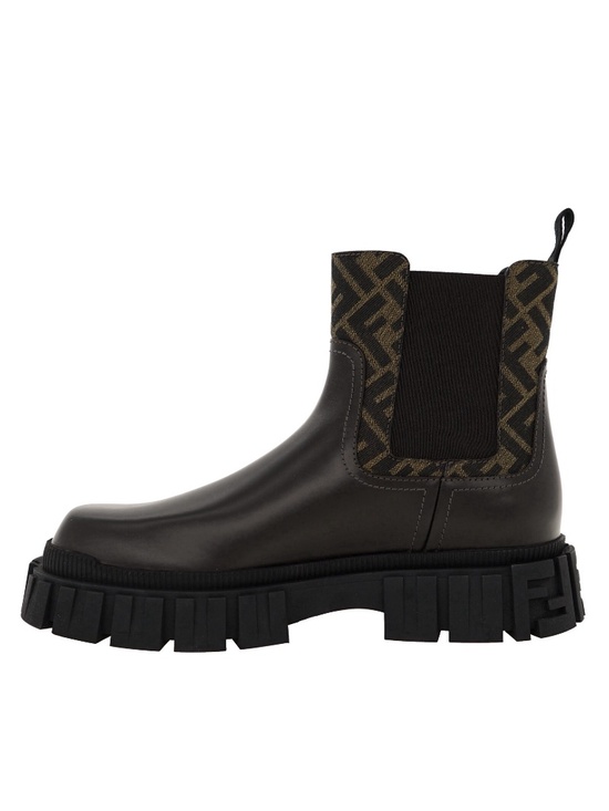 Fendi Force Ankle Chelsea Boots FF Panels Brown Leather Size 9 New